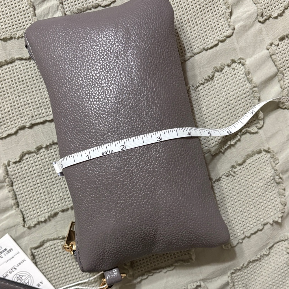 Gray Pebbled Leather Wristlet Clutch - Picture 7 of 7
